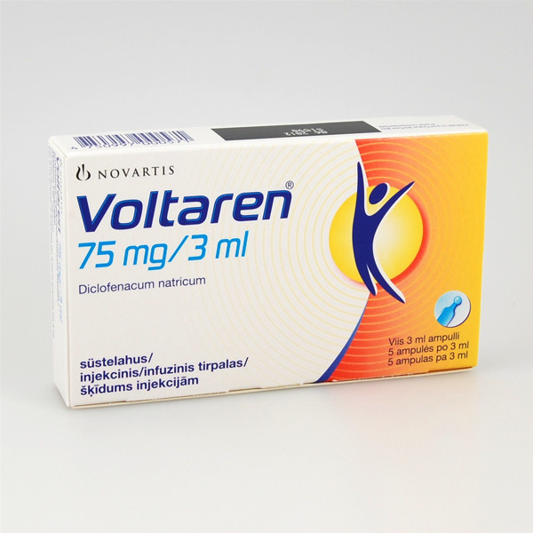 VOLTAREN, 75 mg/3 ml, injekcinis ar infuzinis tirpalas, N5  paveikslėlis