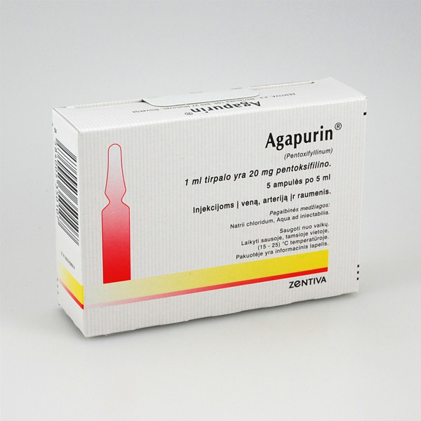 AGAPURIN, 20 mg/ml, injekcinis ar infuzinis tirpalas, 5 ml, N5  paveikslėlis