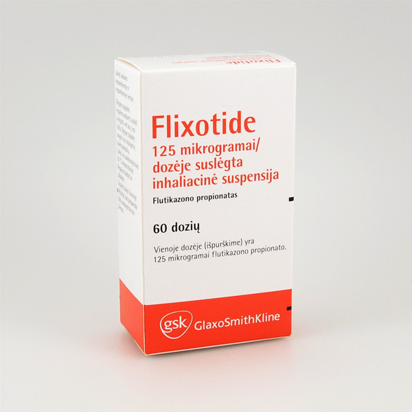 FLIXOTIDE, 125 mikrogramai/dozėje, suslėgoji įkvepiamoji suspensija, 60 dozių paveikslėlis