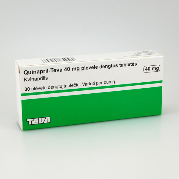QUINAPRIL-TEVA, 40 mg, plėvele dengtos tabletės, N30  paveikslėlis
