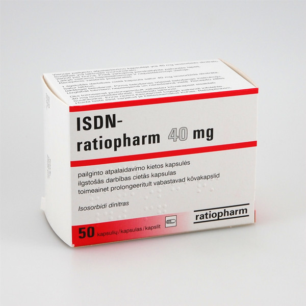 ISDN-RATIOPHARM, 40 mg, pailginto atpalaidavimo kietosios kapsulės, N50 paveikslėlis
