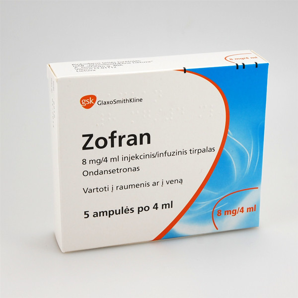 ZOFRAN, 8 mg/4 ml, injekcinis ar infuzinis tirpalas, 4 ml, N5  paveikslėlis