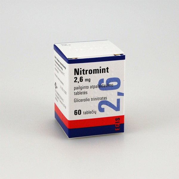 NITROMINT, 2,6 mg, pailginto atpalaidavimo tabletės, N60  paveikslėlis