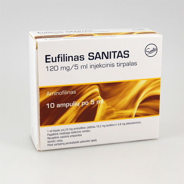 EUFILINAS SANITAS, 24 mg/ml, injekcinis tirpalas, 5 ml, N10  paveikslėlis