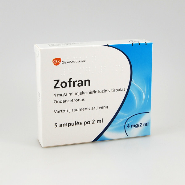 ZOFRAN, 4 mg/2 ml, injekcinis ar infuzinis tirpalas, 2 ml, N5  paveikslėlis
