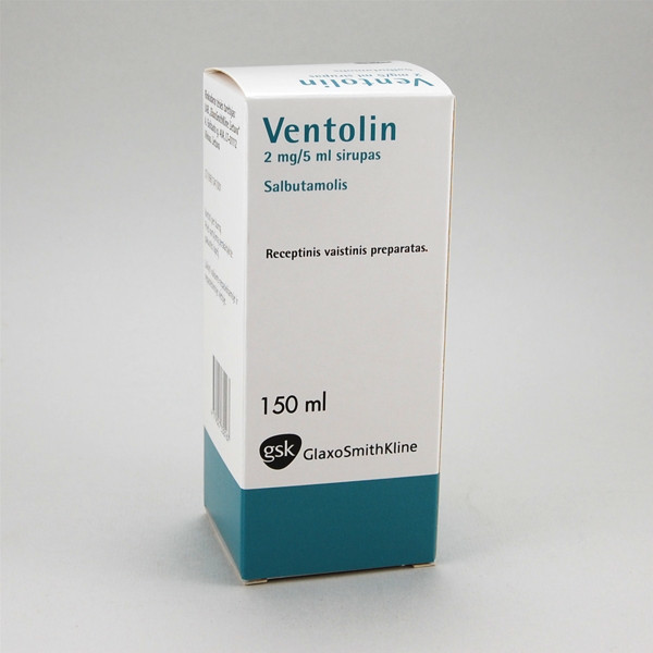 VENTOLIN, 2 mg/5 ml, sirupas, 150 ml  paveikslėlis