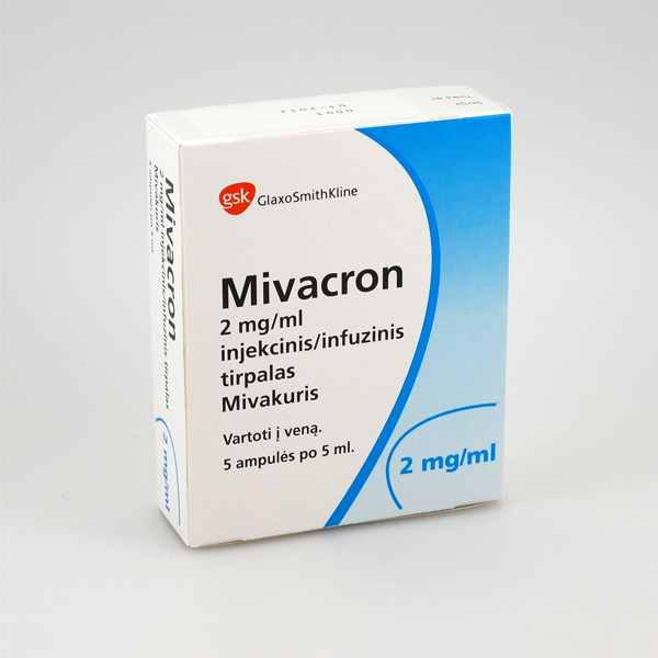 MIVACRON, 2 mg/ml, injekcinis ar infuzinis tirpalas, 5 ml, N5  paveikslėlis