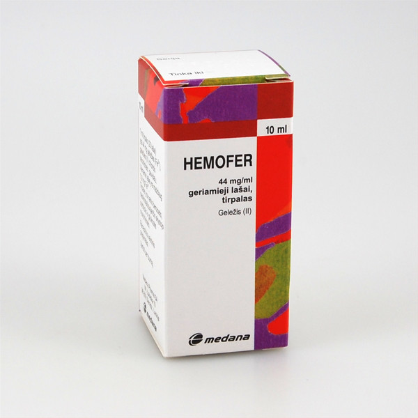 HEMOFER, 44 mg/ml, geriamieji lašai (tirpalas), 10 ml  paveikslėlis