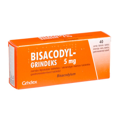 BISACODYL-GRINDEKS, 5 mg, skrandyje neirios tabletės, N40  paveikslėlis