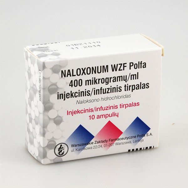 NALOXONUM WZF POLFA, 400 mikrogramų/ml, injekcinis ar infuzinis tirpalas, N10  paveikslėlis