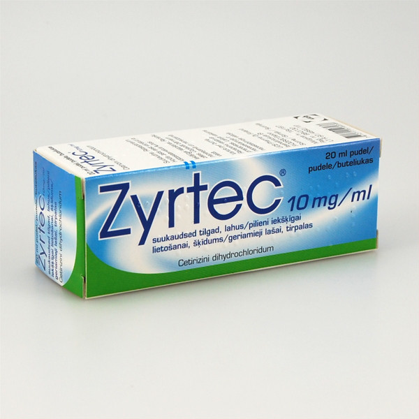 ZYRTEC, 10 mg/ml, geriamieji lašai (tirpalas), 20 ml  paveikslėlis