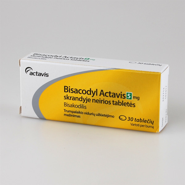BISACODYL ACTAVIS, 5 mg, skrandyje neirios tabletės, N30  paveikslėlis