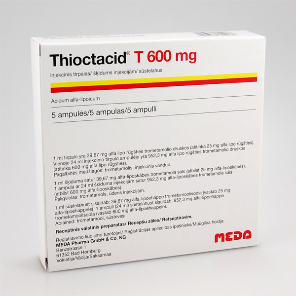 THIOCTACID T, 600 mg, injekcinis tirpalas, N5  paveikslėlis