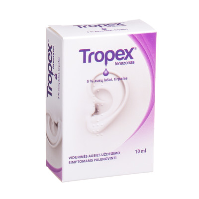 TROPEX, 5 %, ausų lašai, tirpalas, 10 ml  paveikslėlis