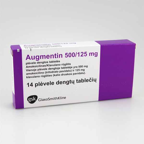 AUGMENTIN, 500 mg/125 mg, plėvele dengtos tabletės, N14  paveikslėlis
