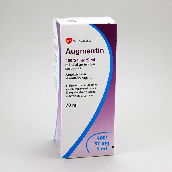 AUGMENTIN, 457 mg/5 ml, milteliai geriamajai suspensijai, 70 ml  paveikslėlis