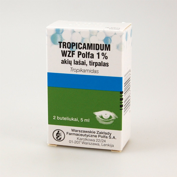 TROPICAMIDUM WZF POLFA, 1 %, akių lašai (tirpalas), 5 ml, N2  paveikslėlis