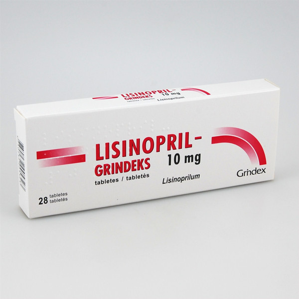 LISINOPRIL-GRINDEKS, 10 mg, tabletės, N28  paveikslėlis