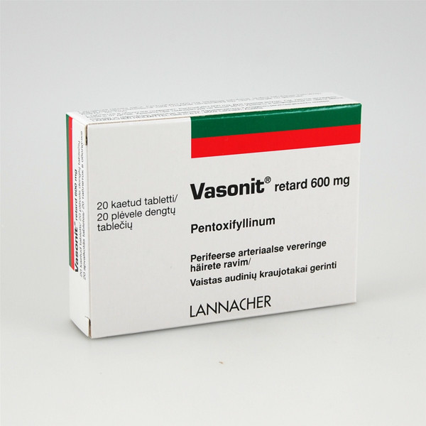 VASONIT RETARD, 600 mg, pailginto atpalaidavimo tabletės, N20  paveikslėlis