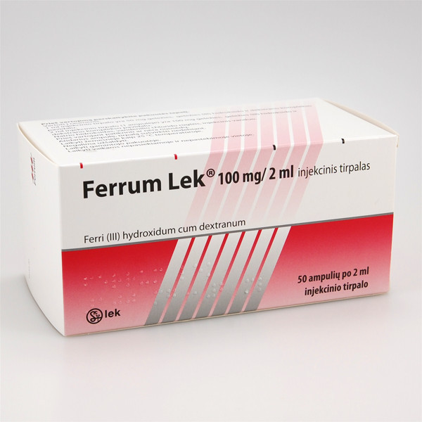 FERRUM LEK, 100 mg/2 ml, injekcinis tirpalas, N50  paveikslėlis