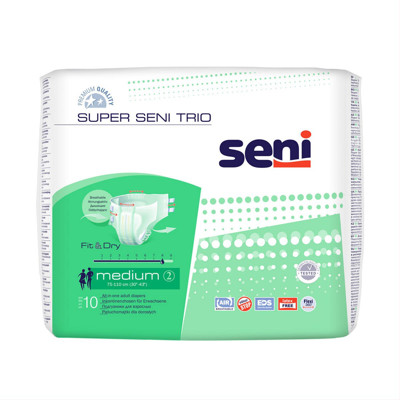 SENI SUPER TRIO MEDIUM, sauskelnės suaugusiems, 10 vnt. paveikslėlis