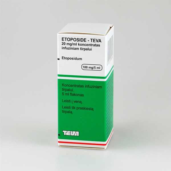 ETOPOSIDE-TEVA, 20 mg/ml, koncentratas infuziniam tirpalui, 5 ml, N1 paveikslėlis
