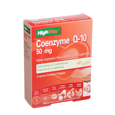 HIGHWAY COENZYME Q-10, 50 mg, 30 kapsulių paveikslėlis