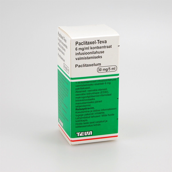 PACLITAXEL-TEVA, 6 mg/ml, koncentratas infuziniam tirpalui, 5 ml paveikslėlis
