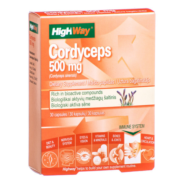 HIGHWAY CORDYCEPS, 500 mg, 30 kapsulių paveikslėlis