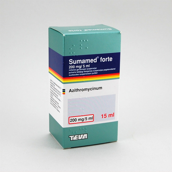 SUMAMED FORTE, 200 mg/5 ml, milteliai geriamajai suspensijai, 15 ml paveikslėlis