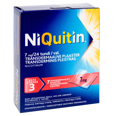 NIQUITIN, 7 mg/24 val., transderminis pleistras, N7  paveikslėlis