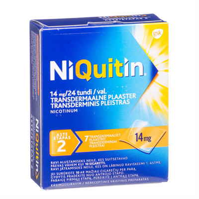 NIQUITIN, 14 mg/24 val., transderminis pleistras, N7  paveikslėlis