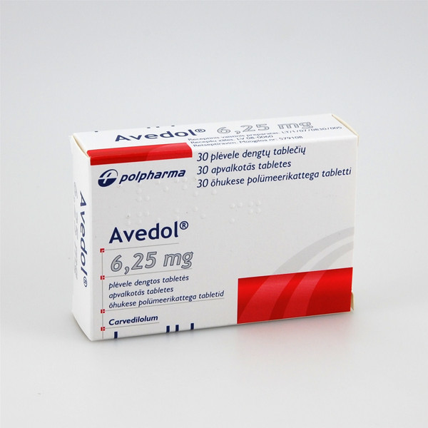 AVEDOL, 6,25 mg, plėvele dengtos tabletės, N30  paveikslėlis