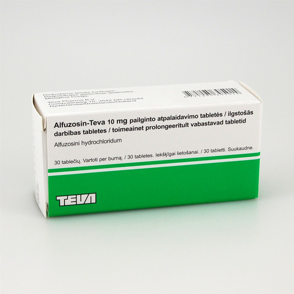 ALFUZOSIN-TEVA, 10 mg, pailginto atpalaidavimo tabletės, N30 paveikslėlis