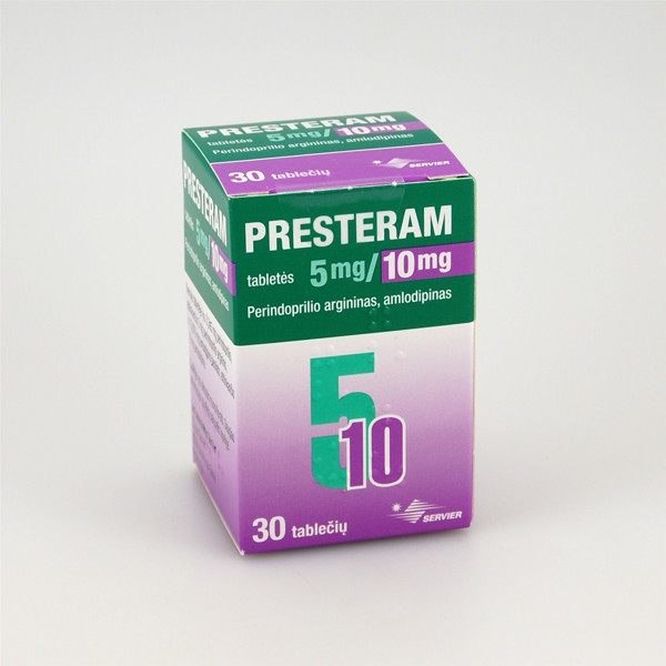 PRESTERAM, 5 mg/10 mg, tabletės, N30  paveikslėlis