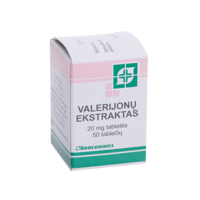 Valerijonų ekstraktas, 20 mg, 50 tablečių paveikslėlis