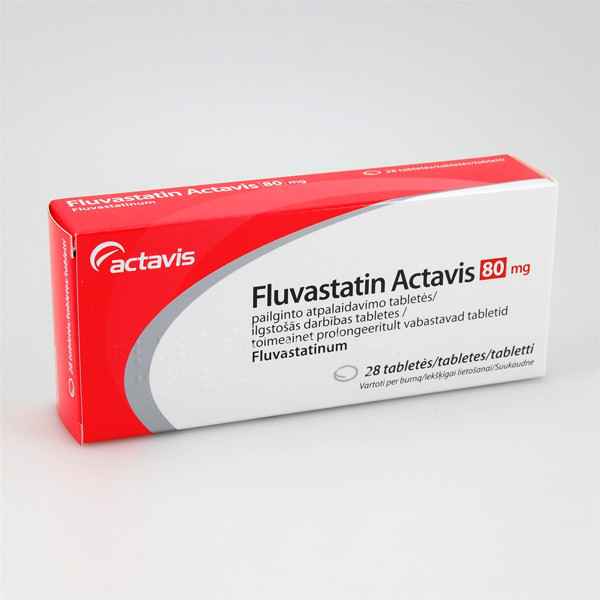 FLUVASTATIN ACTAVIS, 80 mg, pailginto atpalaidavimo tabletės, N28  paveikslėlis