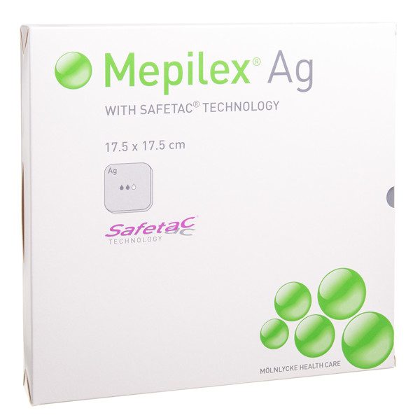 MEPILEX AG, tvarstis, 17,5 cm x 17,5 cm, silikoninis, 5 vnt. paveikslėlis
