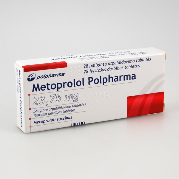 METOPROLOL POLPHARMA, 23,75 mg, pailginto atpalaidavimo tabletės, N28  paveikslėlis