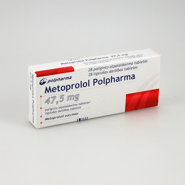 METOPROLOL POLPHARMA, 47,5 mg, pailginto atpalaidavimo tabletės, N28  paveikslėlis
