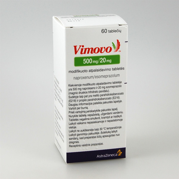 VIMOVO, 500 mg/20 mg, modifikuoto atpalaidavimo tabletės, N60 paveikslėlis