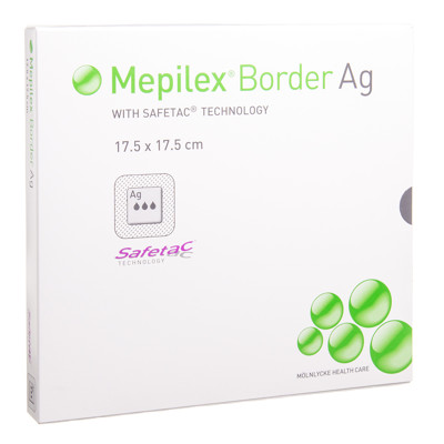 MEPILEX BORDER AG, tvarstis, 17,5 cm x 17,5 cm, silikoninis, 5 vnt. paveikslėlis