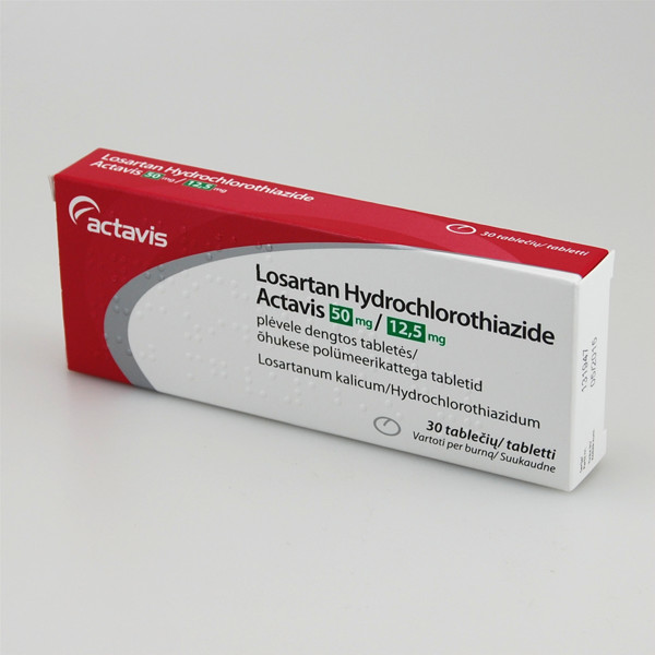 LOSARTAN HYDROCHLOROTHIAZIDE ACTAVIS, 50 mg/12,5 mg, plėvele dengtos tabletės, N30 paveikslėlis