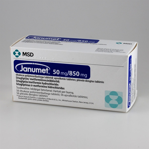 JANUMET, 50 mg/850 mg, plėvele dengtos tabletės, N56 paveikslėlis