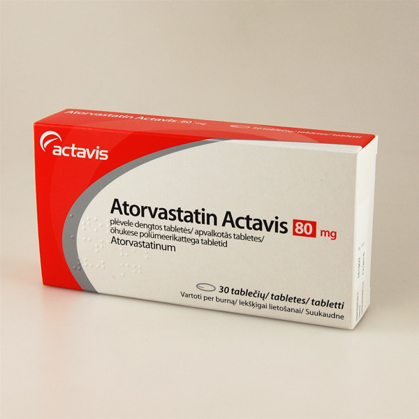 ATORVASTATIN ACTAVIS, 80 mg, plėvele dengtos tabletės, N30 paveikslėlis