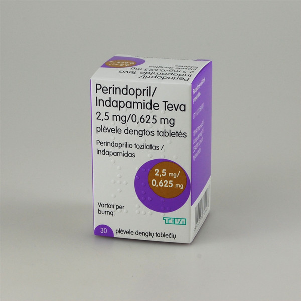 PERINDOPRIL/INDAPAMIDE TEVA, 2,5 mg/0,625 mg, plėvele dengtos tabletės, N30 paveikslėlis