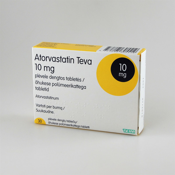 ATORVASTATIN TEVA, 10 mg, plėvele dengtos tabletės, N30 paveikslėlis