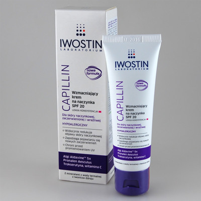 IWOSTIN CAPILLIN, kremas stiprinantis odą su išsiplėtusiais kapiliarais, SPF 20, lengvas, 40 ml paveikslėlis