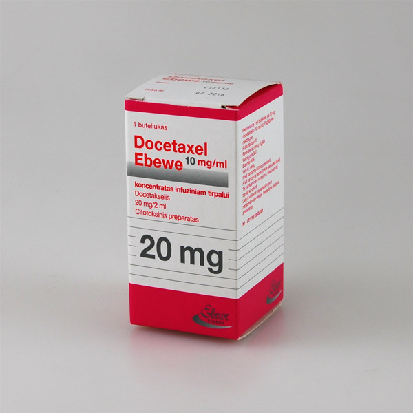 DOCETAXEL EBEWE, 10 mg/ml, koncentratas infuziniam tirpalui, 2 ml, N1  paveikslėlis DOCETAXEL EBEWE, 10 mg/ml, koncentratas infuziniam tirpalui, 2 ml, N1  paveikslėlis