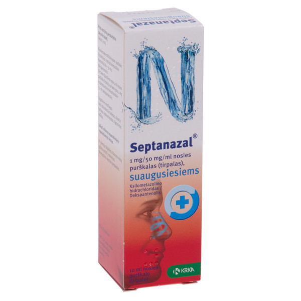 SEPTANAZAL, 1 mg/50 mg/ml, nosies purškalas (tirpalas), suaugusiesiems, 10 ml paveikslėlis